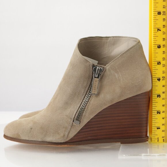 1.STATE Womens Kaleb Boot Size 9 Tan Taupe Suede Wedge Heel Zip Up Bootie - Picture 7 of 13